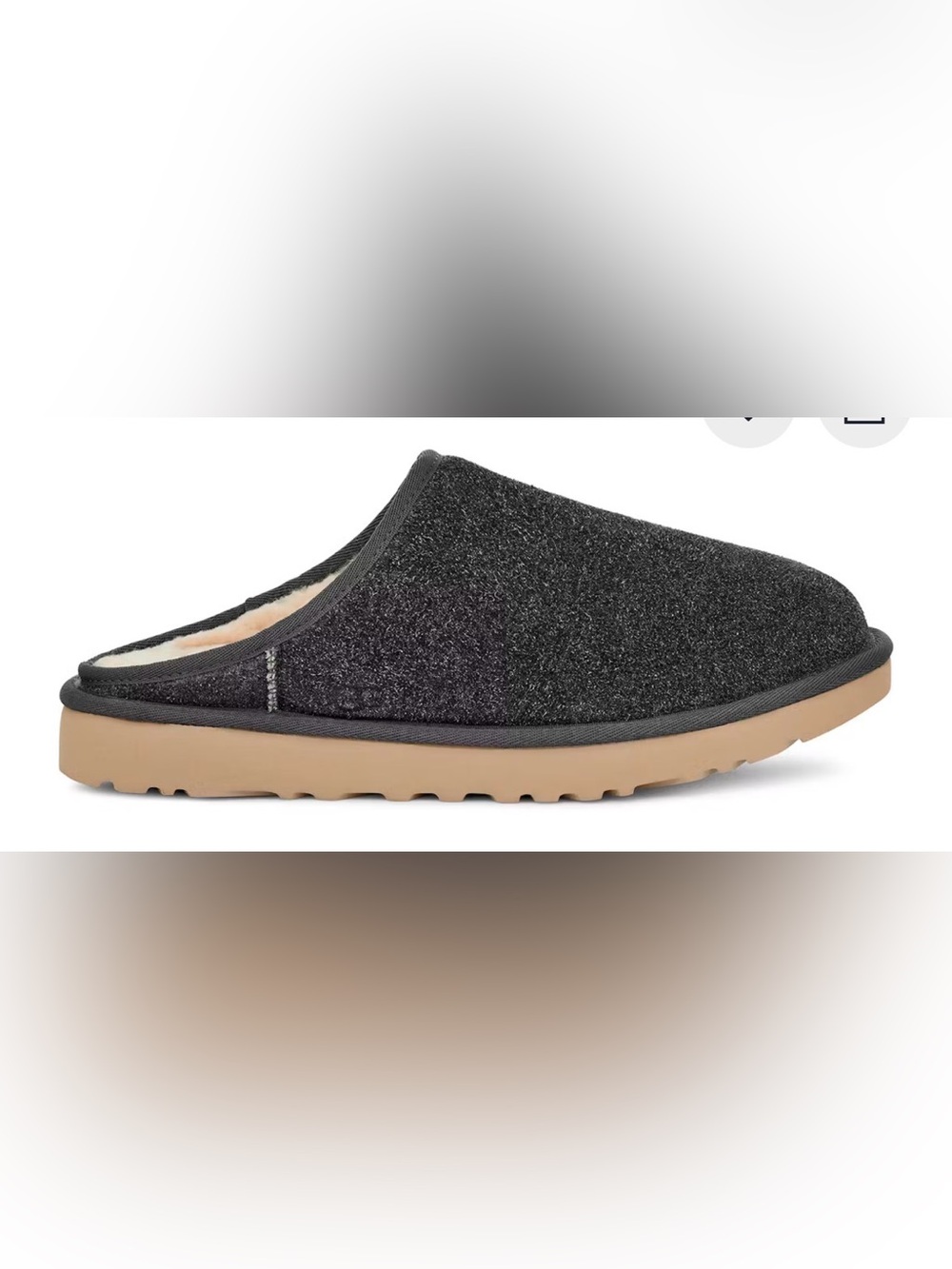 Men’s UGG Classic Slip-On Shaggy Suede Slipper Dark Grey Sz 11